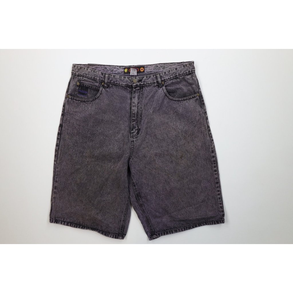 Vintage 90s Streetwear Mens 38 Faded Baggy Fit Acid Wash Denim Shorts Purple